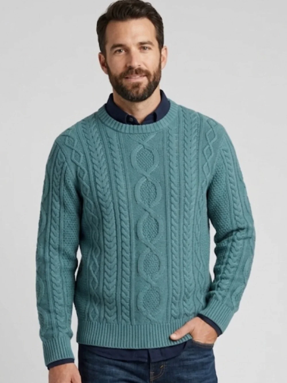 LL Bean Men's Bean's Heritage Soft Cotton Fisherman Sweater Crewneck Medium